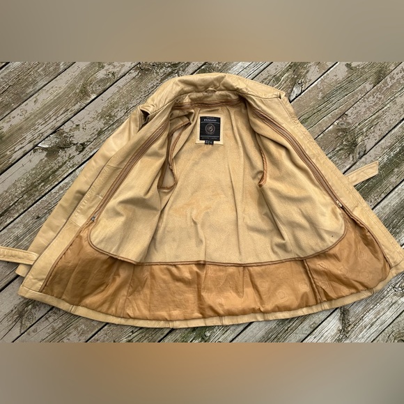 SERGIO VADDUCCI Leather Jacket Coat ZIP BELTED Removable Lining TAN Woman’s L - Picture 4 of 12